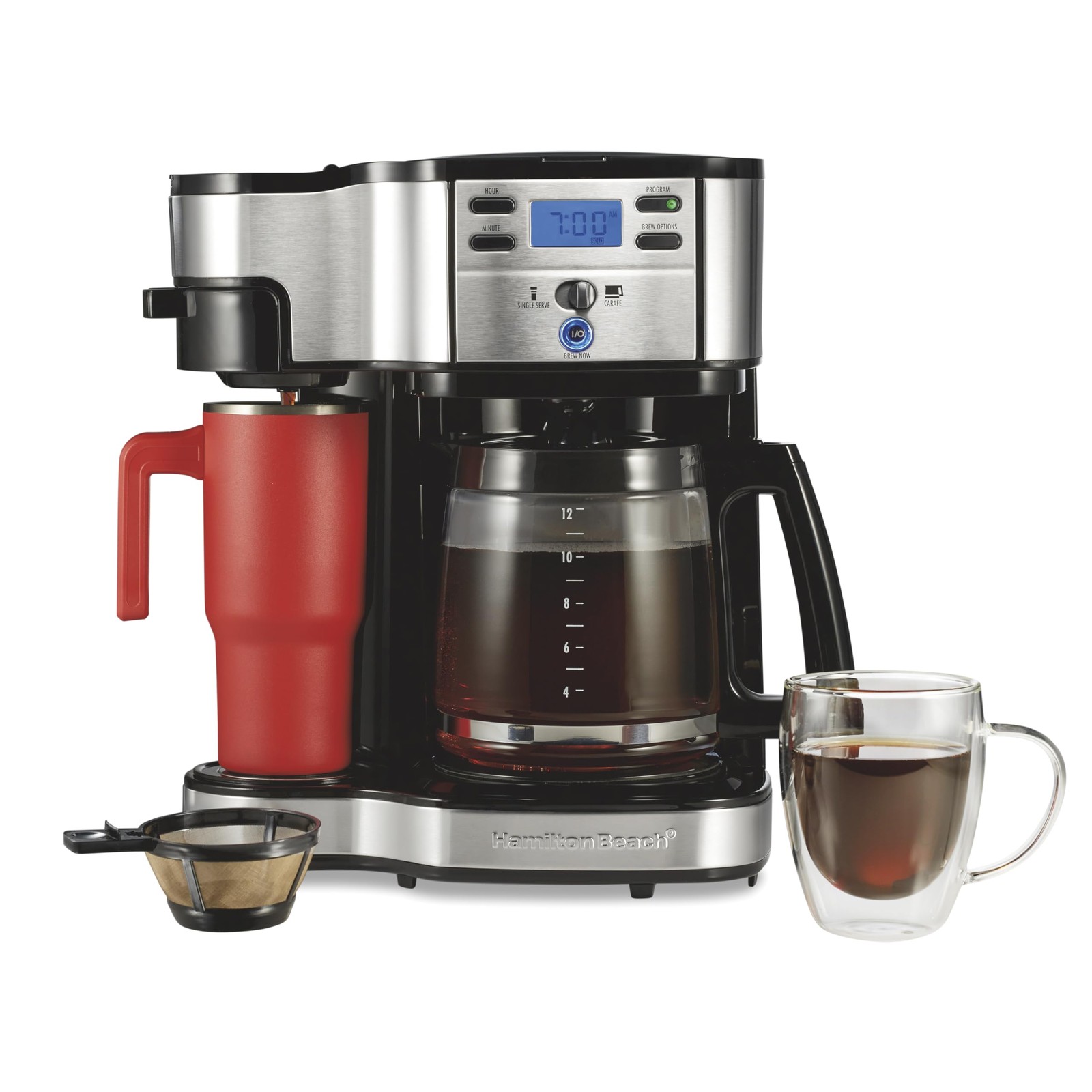 Programmable Single Serve Glass Carafe Hamilton Beach 2-way