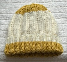 Brand New Baby’s Hat Size 3-6 Months Approx Colour Cream/ Mustard 100% Merino