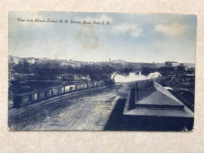 #ad N1149 Vintage Postcard Illinois Central Railroad Station Sioux Falls SD 1911 $3.99