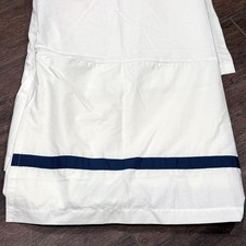 Pottery Barn Morgan Organic Percale Bed Skirt QUEEN Twilight Blue Banded EUC
