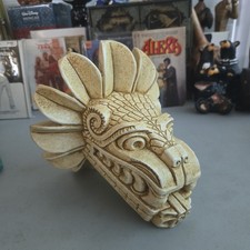 Estatua Azteca Quetzalcóatl Cabeza de Dragón Serpiente Emplumada Arte de Pared Decoración