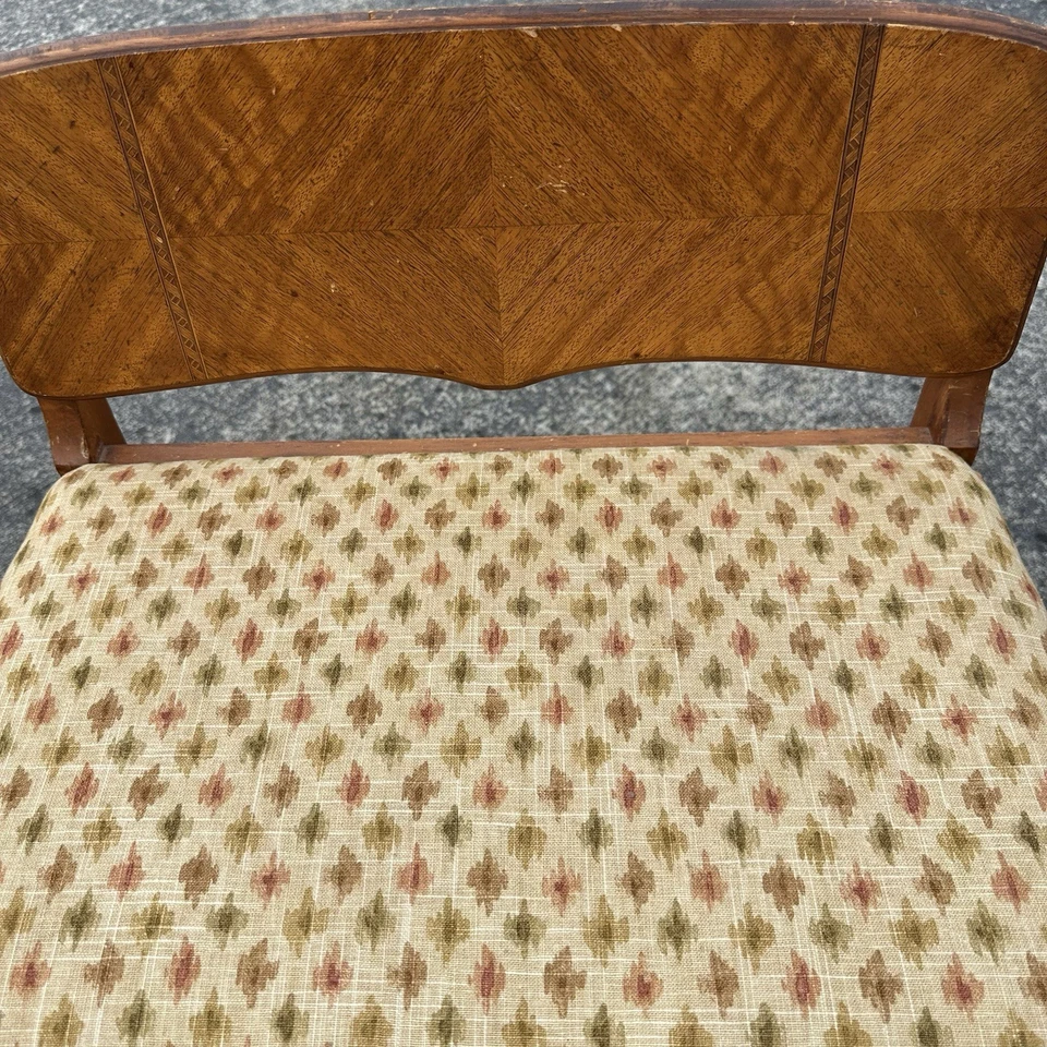 Banco tocador de madera vintage Art Deco cascada asiento tocador maquillaje abuela Foto 2 de 4