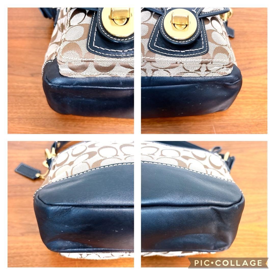 Coach Legacy Turnlock Shoulder Bag Black Gold Leather Canvas