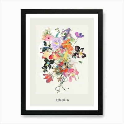 Columbine 1 Collage Blumenstrauß gerahmt Wandbild Poster Leinwanddruck Bild
