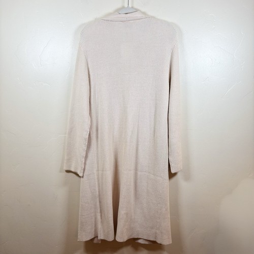 Magaschoni Cardigan Maglione Donna XL Biondo Maglia Cavo Aperto Frontale Longline Nuovo con etichette - Foto 2 di 10