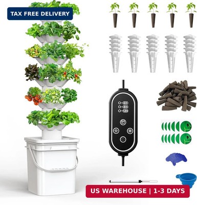 Vertical Hydroponics Growing System Kit, Indoor Outdoor Gardening System Kits, H