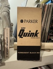 Vintage, Parker, Super Quink Ink, Bottle And Box.  20 Ounce, Permanent Black