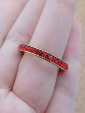 Gold Tone Stainless Steel And Vibrant Sparkling Red Rhinestone Ring Size V