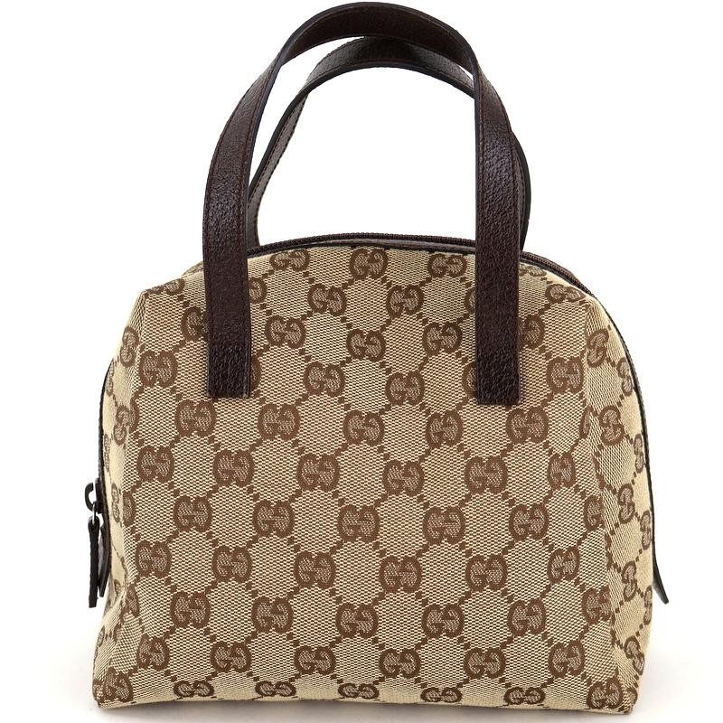 Authentic Gucci GG Supreme Canvas Tote Bag in Beige Brown 124542