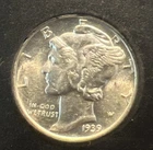 1939 Mercury Silver Dime BU UNCIRCULATED* L-452