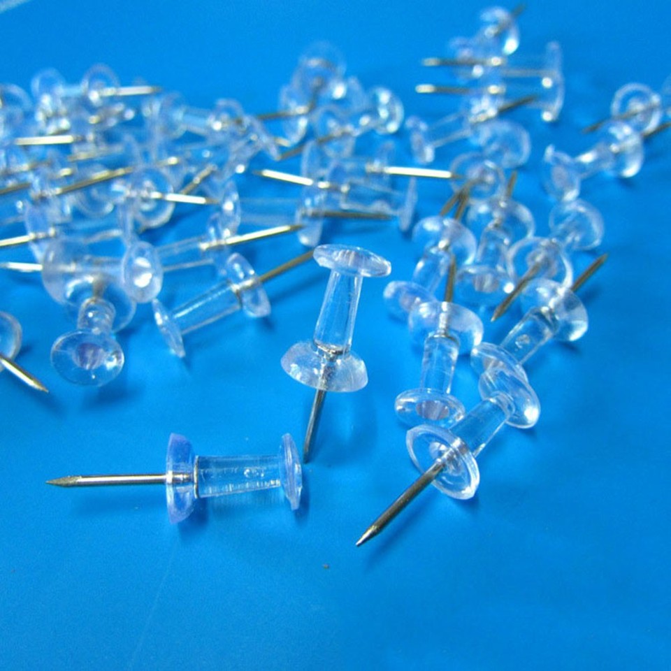 200Pcs Transparent Pushpins Map Push Tacks for School Home Office ...