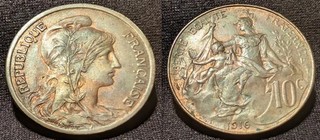 FRANCE 10 CENTIMES 1916 SPLENDIDE SPL SUP