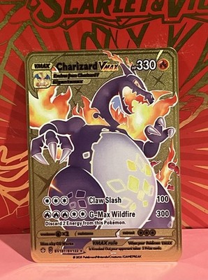 Pokémon gold metal Charizard Vmax card inspired For Display Art