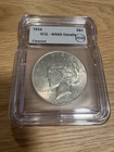 The product is a 1934-P Peace Dollar with MS60 details by ICG, cleaned