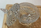 Anchor Hocking Wexford 1970s Vintage Pressed Clear Glass Candy Dish with Lid