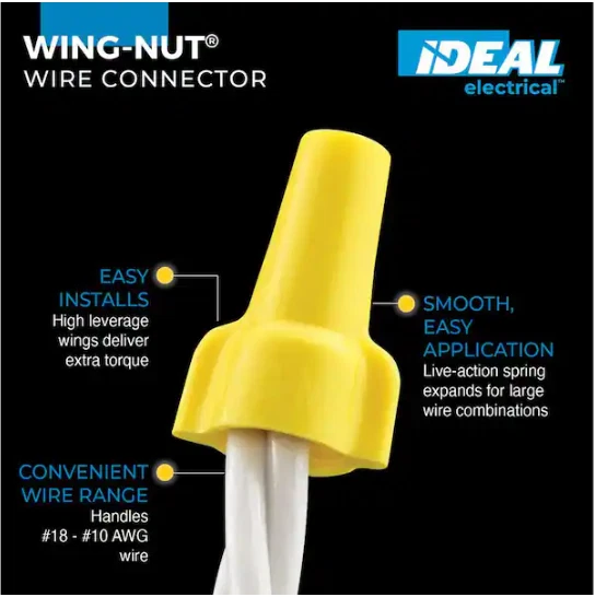Conector de cable de tuerca de ala IDEAL, 451 amarillo, tarro de 500 (cantidad 500) Foto 3 de 4