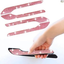 4 Pcs Bling Pink Rhinestone Door Handle Protectors-Pink
