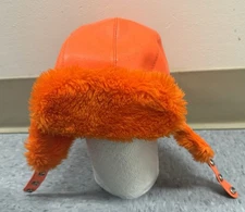 VTG Arctic Trooper Hunting Hat Orange Sz M Dacron Winter Ear Flaps Snap Cap