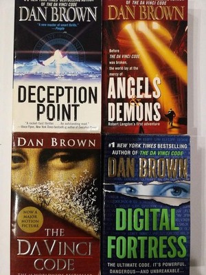 Set Dan Brown's first 4 Novels, Paperback: Digital Fortress (1998), Angels &...