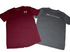 Lot 2 Under Armour Boys Size XL YXL Loose Short Sleeve Shirts B5