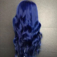 Dark Blue Body Wave T Part Lace Front 100% Human Hair Wig Women Pre Plucked