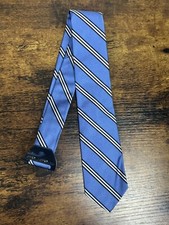 Brooks Brothers Boys Blue  White Striped Tie 100 Silk Men's Necktie 44"