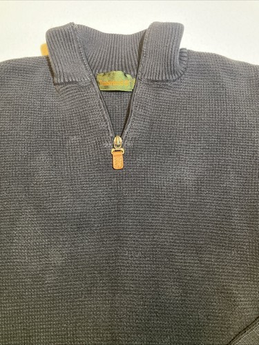 Timberland Waffle Knit Sweater Jumper 1/4 Zip Mens Size M Casual Outdoor Retro - Picture 2 of 9