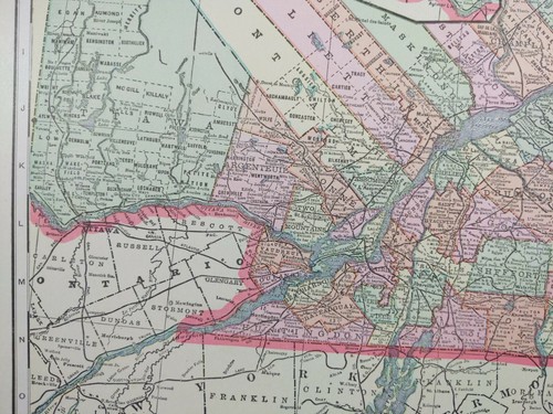 Vintage 1902 QUEBEC CANADA Map 22"x14" Old Antique Original SHERBROOKE OTTAWA - Picture 8 of 10