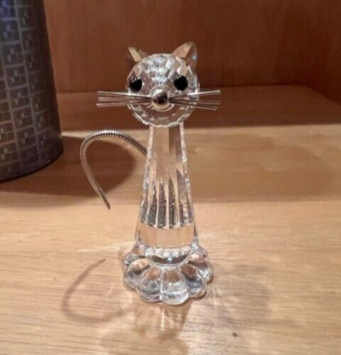 Vintage Swarovski Silver Crystal Cat (Art.7634NR070000) Figurine