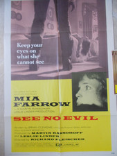 SEE NO EVIL original MIA FARROW HORROR 1971 One sheet movie poster + lobby card