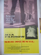 SEE NO EVIL original MIA FARROW HORROR 1971 One sheet movie poster + lobby card