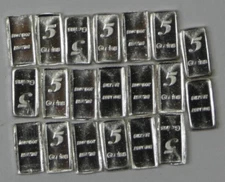 Lot x 20 Mini INGOT Bars .999 FINE SILVER ~ 5 Grain Bars