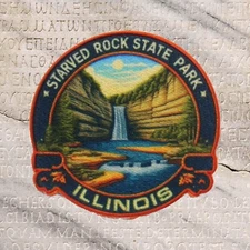 Starved Rock State Park Patch Iron-on Applique Nature Badge Illinois Waterfall
