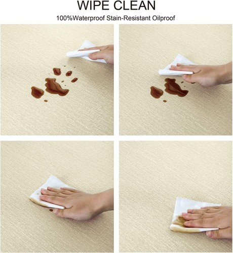 round Fitted Vinyl Tablecloth with Elastic Edge 100% Waterproof Oil Proof PVC Ta - Picture 6 of 14