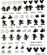 Disney Mini Decal Stickers Silhouette Mickey Minnie Mouse Daisy Duck Daiso Japan