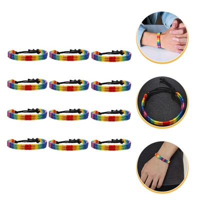  12 Pcs Bracelets for Rainbow Braided Colorful Beaded Unisex Miss