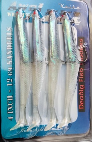 Awol Pearl Sand Eels - Bass Cod Pollock Sea Fishing Lures - 4" and 6" - Picture 3 of 4
