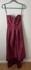 NEW Alfred Sung D699S Strapless Satin Twill Maxi Gown Dress Burgundy Red Sz 6