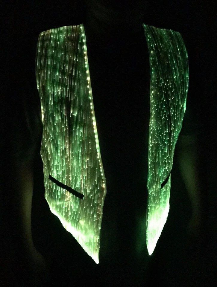 Mens LED Fiber Optic Waistcoat Light up Vest Glow in the Dark Clothing for Club - Image 4 of 4
