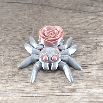 3D Printed Rose Spider Articulated Flexi Fidget Toy-2'' Collectible Desk Pet