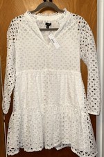 NWT NEW J.Crew Tiered Popover Dress in Embroidered White Eyelet Size Small S/P