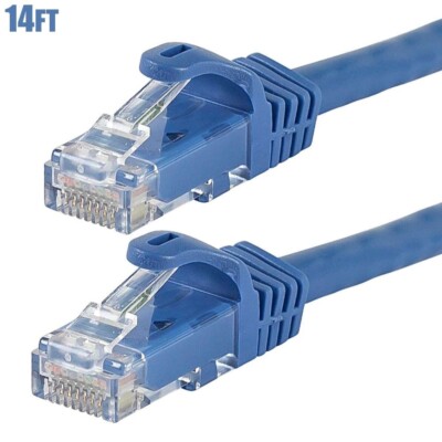 14FT Cat5e RJ45 Ethernet LAN Network UTP Patch Cable Cord Copper Wire 24AWG Blue