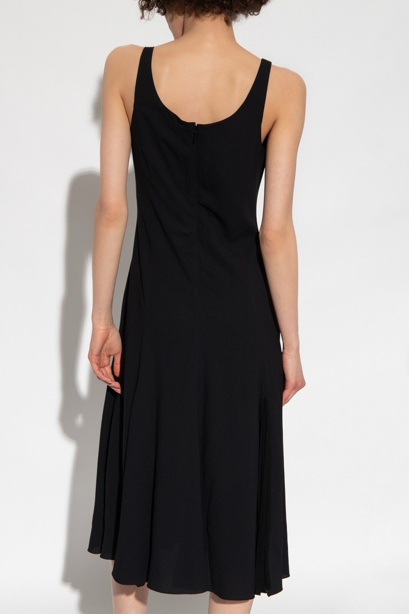 Versace Medusa '95 Plaque Pleated Black Midi Dress IT 40/US