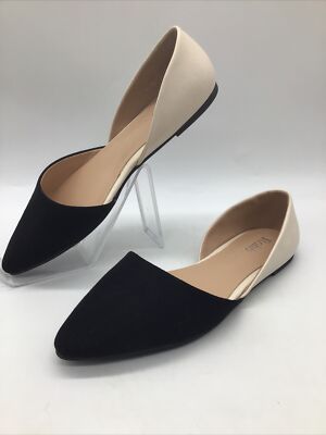 Rohb by Joyce Azria Provence D'Orsay Black/Nude 2-Tone Pointed Toe Flats Sz. 6M