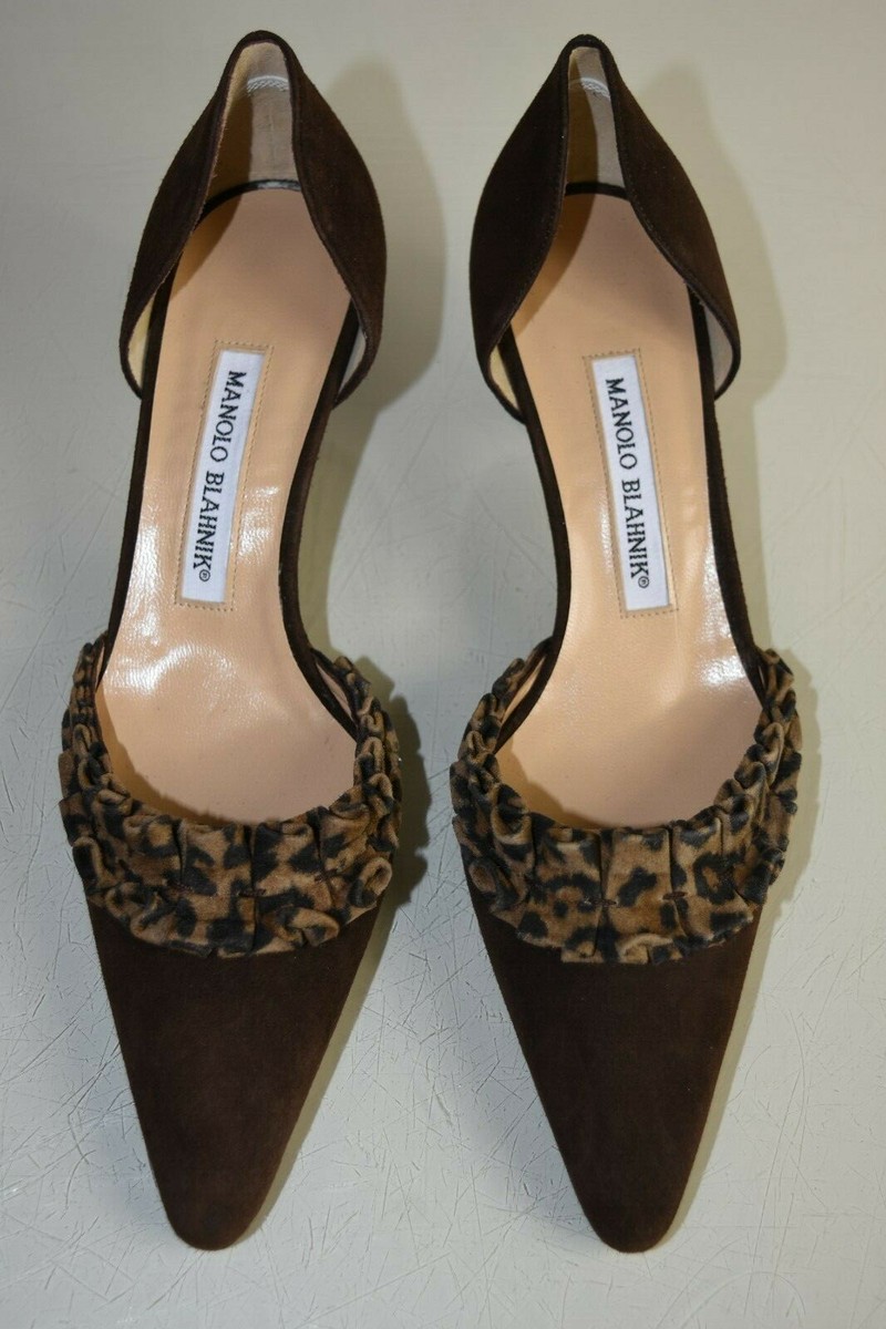 NEW Manolo Blahnik ORDIDO Pumps Dorsay Kitten Heels Brown Suede