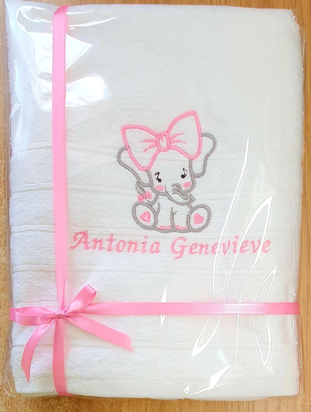Personalised LITTLE ELEPHANT Embroidered Towels Any name colours gift present
