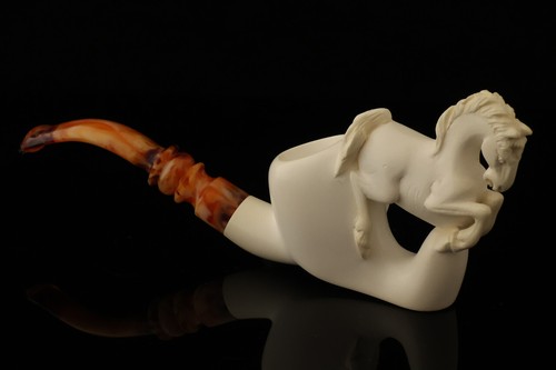 Horse Block Meerschaum Pipe Carved by R. Karaca with fitted case 14818 - Picture 2 of 8