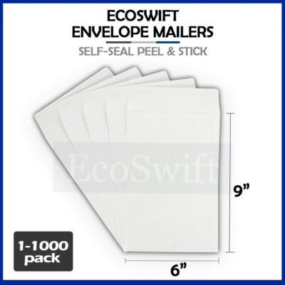1-1000 ''EcoSwift'' White Self-Seal Catalog Kraft Paper Envelope 28 lb. 6'' x 9''
