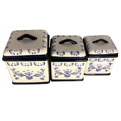 #8186 LILLIAN VERNON COBALT BLUE VINTAGE FRENCH COTTAGE CANNISTER SET - Picture 2 of 7