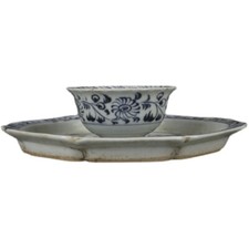 6.5" Chinese Yuan Blue-and-white Porcelain Flower Branch Animal Phoenix Tea Set